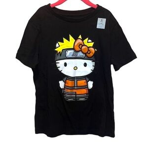 New Naruto Shippuden and Hello Kitty Girl’s Anime Black T Shirt Size Small 6 7